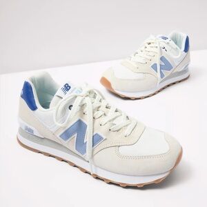 New Balance Women’s Cream and Light Blue Sneakers